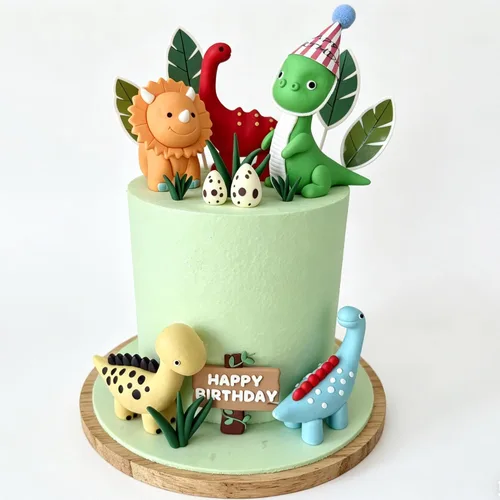 Vista 6 de Decoración para tartas de dinosaurio de arcilla, decoraciones de cumpleaños