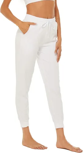 Vista 4 de AvaCostume Pantalones deportivos ligeros de algodón para mujer, pantalones deportivos de yoga, pantalones casuales con bolsillos