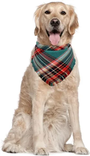 Vista 5 de Bandana de Navidad para perro, a cuadros, reversible, triangular, baberos, bufanda, accesorios para perros, gatos, mascotas y animales