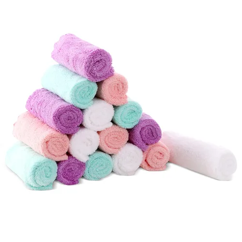 Vista 11 de Cute Castle Toallas ultrasuaves para bebé, paquete de 16 unidades, 9 x 9 pulgadas, suaves con la piel sensible para cara y cuerpo, felpa, ropa