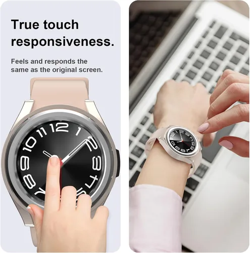 Vista 3 de Paquete de 2 + 4 fundas con protector de pantalla para Samsung Galaxy Watch 6 Classic de 1.693 in, JZK 2 Hard PC Bumper Case + 4 protectores