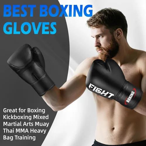 Vista 6 de Guantes de boxeo para hombres y mujeres, guantes de entrenamiento profesional de sparring Muay Thai, guantes de saco de boxeo pesado para adultos