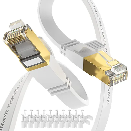 Vista 16 de Cable Ethernet Cat8 de 1.5 pies, 5 unidades, cable de conexión de red de Internet negro de 40 Gbps, RJ45 chapado en oro de alta velocidad doble