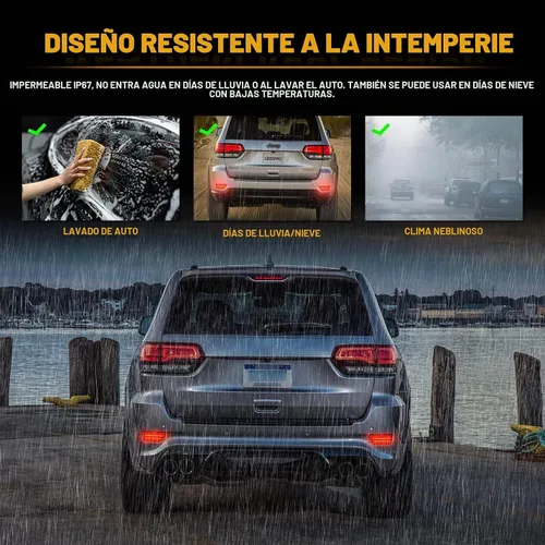 Vista 5 de Gempro Luces reflectoras LED para parachoques trasero para Jeep Grand Cherokee 2011-2021, Patriot 2013-2017, Dodge Journey 2011-2020, 2 unidades Len