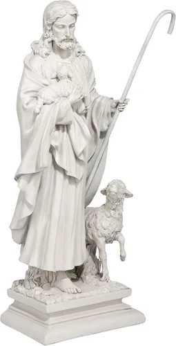 Vista 2 de Design Toscano Estatua de Jesús, El Buen Pastor para Jardín: Grande
