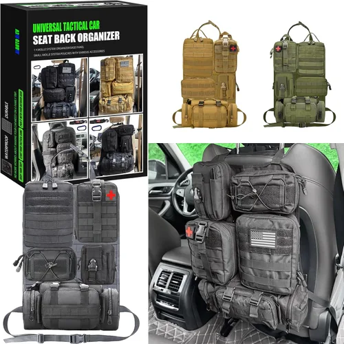Vista 11 de Paquete de 7 organizadores tácticos para respaldo de asiento, organizador de camión con 6 bolsas desmontables, universal para automóvil, camión