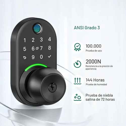 Vista 3 de Cerradura inteligente de perilla de puerta con teclado, cerradura de manija