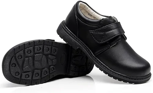 Vista 4 de rismart Zapatos de vestir Oxfords con punta redonda y cierre de velcro para niño