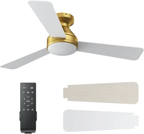 Vista 8 de Ventiladores de techo con luces, ventilador de techo de 42 pulgadas con luz y control remoto, ventiladores de techo de montaje empotrado de perfil