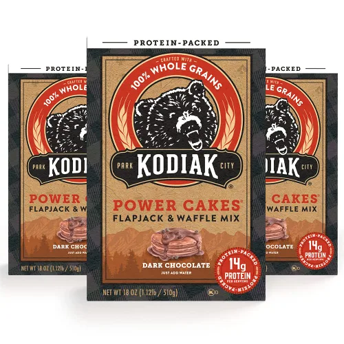 Vista 14 de PPasteles Kodiak grano integral combinación de Power Cakes Flapjack y Waffle, original suero de leche, 20 onzas (1lbs 4 onzas)