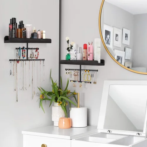 Vista 5 de Keebofly - Organizador de joyas colgante para montar en pared, paquete de 2