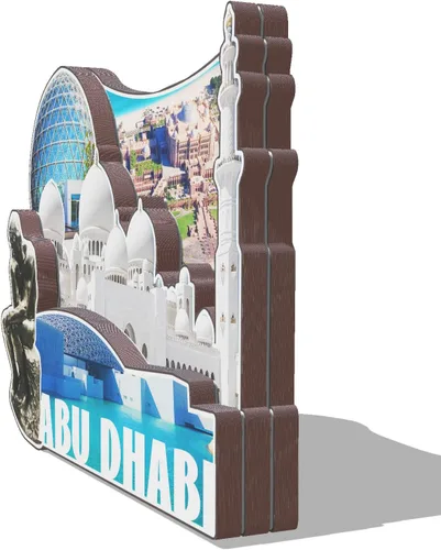 Vista 2 de Abu Dhabi United Arab EMI - Imán de madera 3D para nevera, recuerdos coleccionables, decoración hecha a mano, artesanías 2