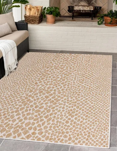 Vista 49 de Unique Loom Outdoor Collection Alfombra de área - Ciudad del Cabo (2' 2' x 3' 1' Rectángulo, Azul/Oliva)
