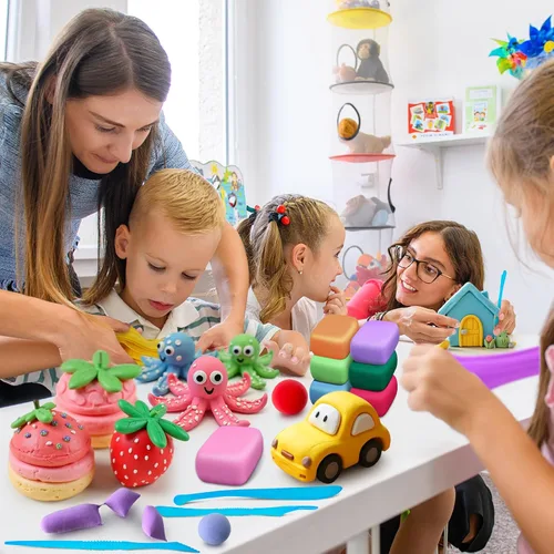 Vista 6 de YOPINSAND Arcilla de Secado al Aire 115 Colores, Arcilla para Modelar para Niños, Juguetes Mágicos de Moldeado DIY con Herramientas, Regalo