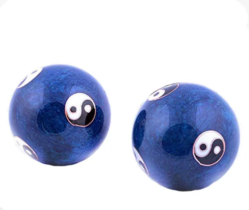 Vista 3 de XMHF Cloisonne Yin-Yang meditación china Baoding bola de ejercicio saludable azul 2 piezas