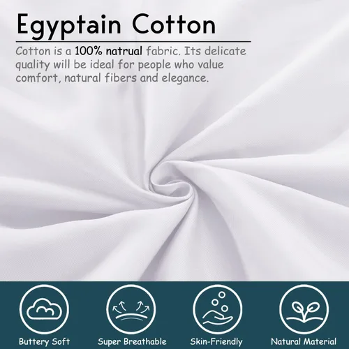 Vista 5 de SKY BEDDINGS Juego de sábanas individuales – Sábanas 100% algodón para cama individual – Juego de sábanas de 600 hilos individual con bolsillo Blanco