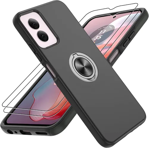 Vista 31 de Gritup - Funda para Galaxy A05S con protector de pantalla HD×2, funda protectora para teléfono a prueba de golpes con soporte magnético de anillo