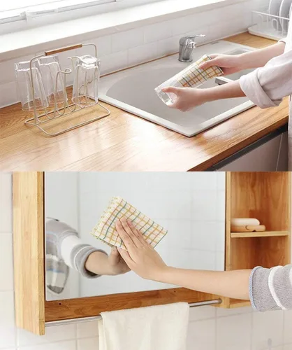 Vista 5 de Toallas de limpieza desechables para platos de fibra antiadherente, reutilizables, prácticas, paños de limpieza para el hogar, cocina, trapos