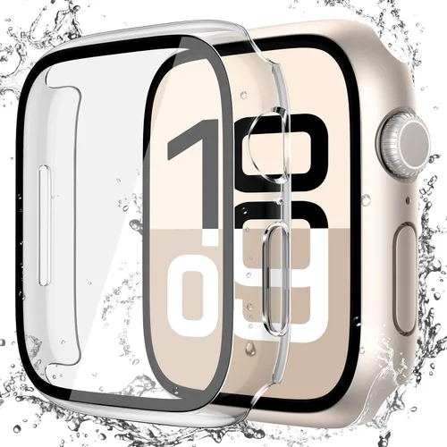 Vista 33 de Misxi Paquete de 2 fundas impermeables con botón diseñadas para Apple Watch Series 3 Series 2 de 38mm, funda rígida de policarbonato anticaídas