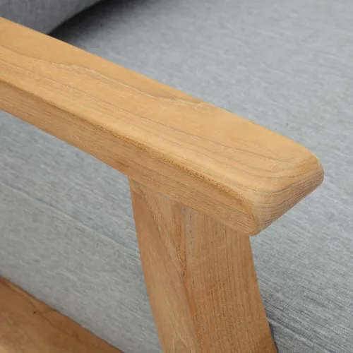 Vista 5 de Modway EEI-1143-NAT-GRY-SET - Sillón para patio al aire libre de madera de teca de grado A, color gris natural