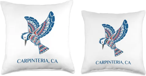 Vista 3 de Carpinteria CA PNW Native American Kingfisher Bird Native American Carpinteria Kingfisher Bird California - Almohada de 16.0 x 16.0 in, multicolor