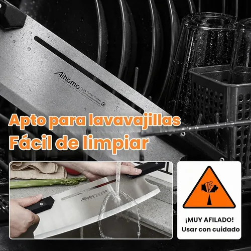 Vista 9 de Cuchilla de corte de pizza de 13 pulgadas, cuchillo de pizza japonés ultra afilado 420J1, cortador de pizza resistente con mango doble G10