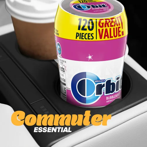 Vista 9 de ORBIT Gum Bubblemint - Goma de mascar sin azúcar, sabor menta sin azúcar, 120 botellas resellables a granel