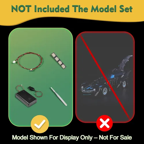 Vista 3 de LocoLee Kit de luces compatible con Lego 76304 Batman Forever Batmobile – Sin modelo solamente, accesorios de iluminación LED compatibles con Lego