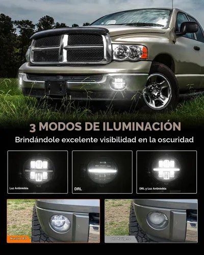 Vista 4 de BICYACO Luz antiniebla LED con DRL para Dodge Ram 1500 2500 3500 2002-2009