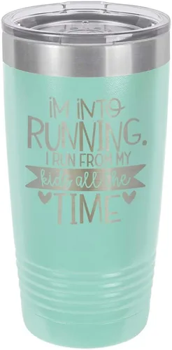 Vista 17 de Taza con texto en inglés "I RUN FROM MY KIDS 20oz Drink Tumbler with Straw », grabada con láser, taza de viaje con divertidas citas de Yeti Rambler