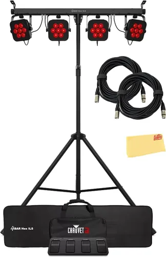 Vista 5 de CHAUVET DJ Paquete 4BAR Quad ILS con 2 cables DMX y paño de pulido Austin Bazaar