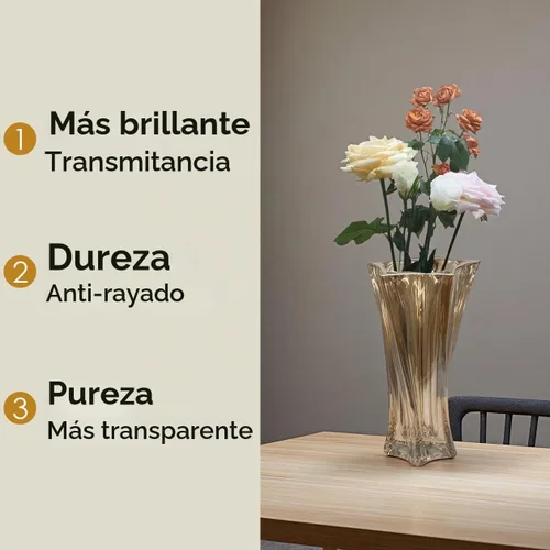 Vista 4 de Jarrones de vidrio para flores, jarrones modernos gruesos de 3.5 libras para mesas centros de mesa para decoración del hogar, florero de cristal