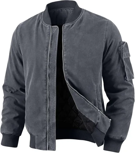 Vista 7 de Oymyakon Chaqueta bomber acolchada para hombre, lavada para otoño e invierno, cálida, chaquetas militares informales, abrigos acolchados