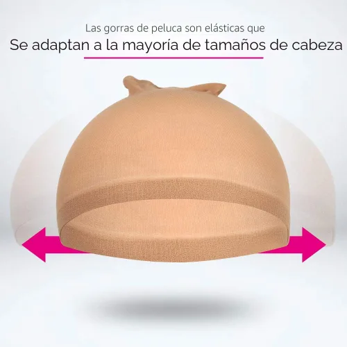 Vista 3 de Fandamei 4 piezas Gorras de Peluca de Media de Nailon Elástico Marrón Claro para Mujeres