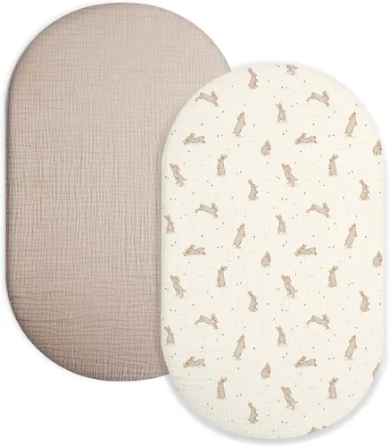 Vista 25 de Sábana de moisés para bebé niño y niña, sábanas ajustadas para colchón de moisés rectangular, ovalado, de reloj de arena, sábanas de cesta de Moisés