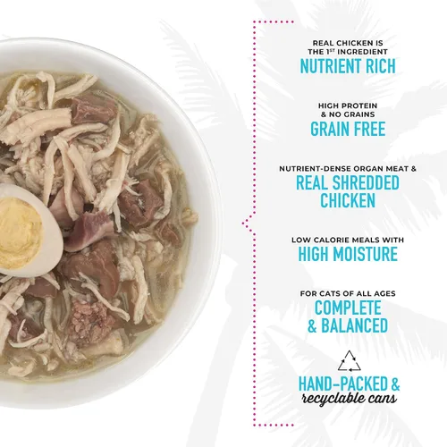 Vista 5 de Tiki Cat After Dark, huevo de pollo y codorniz, alto contenido en proteínas y 100% ingredientes no transgénicos, alimento húmedo para gatos adultos