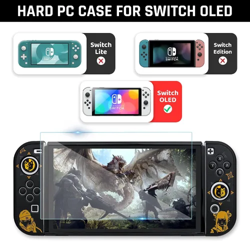 Vista 4 de GLDRAM Funda de transporte para Nintendo Switch OLED, funda negra para interruptor Monster Hunter Rise con funda de viaje, cubierta de policarbonato