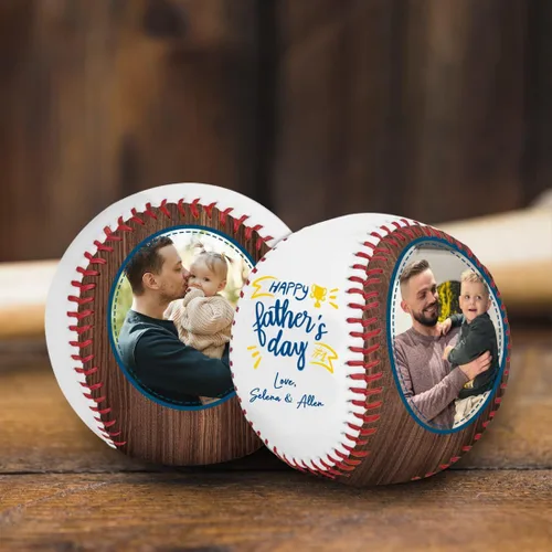 Vista 8 de Foto personalizada para el Día del Padre, con tus fotos y texto Béisbol Cumpleaños Día del Padre para papá, marido, abuelo