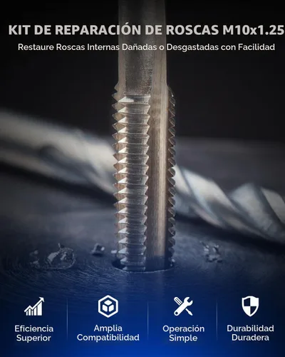 Vista 2 de Orion Motor Tech Kit de Reparación de Roscas Helicoil, Herramienta de Reparación de Rosca M10x1.25 con Broca HSS y 15 Insertos de Rosca, Kit