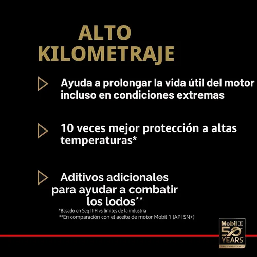 Vista 8 de Mobil 1 - Aceite sintético High Mileage para motor, 0W-20, 5 cuartos de galón, gris