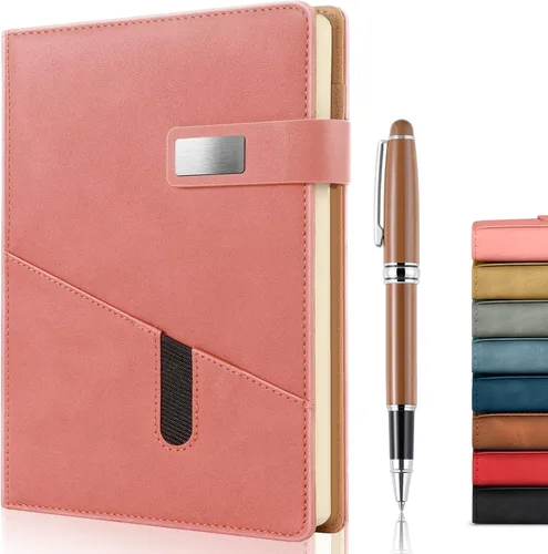 Vista 17 de Cuaderno A5 en blanco, cuaderno de bocetos de cuero de tapa dura recargable con bolsillo y hebilla magnética, 240 páginas gruesas de viaje