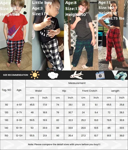 Vista 6 de Ekouaer Pantalones de pijama para niños, paquete de 3 pantalones de dormir suaves con cintura elástica para niños, pantalones de pijama a cuadros