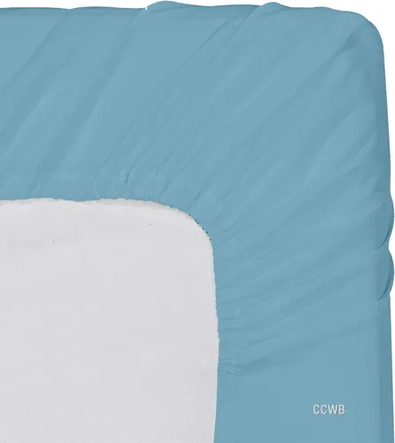 Vista 2 de Trendbeddingmart - Sábana bajera ajustable (100 % algodón egipcio, 600 hilos, resistente a las manchas, hipoalergénica, color azul profundo)