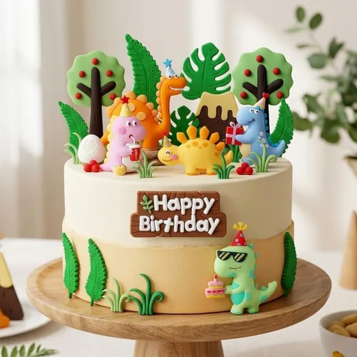 Vista 6 de Decoración de pastel de dinosaurio para tartas de cumpleaños