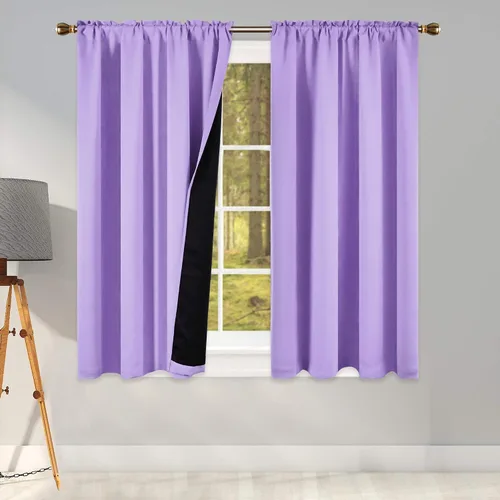 Vista 15 de KEQIAOSUOCAI Aqua - 100 cortinas opacas con forro negro para dormitorio, paneles de cortina totalmente opacas para sala de estar, cortinas aislantes