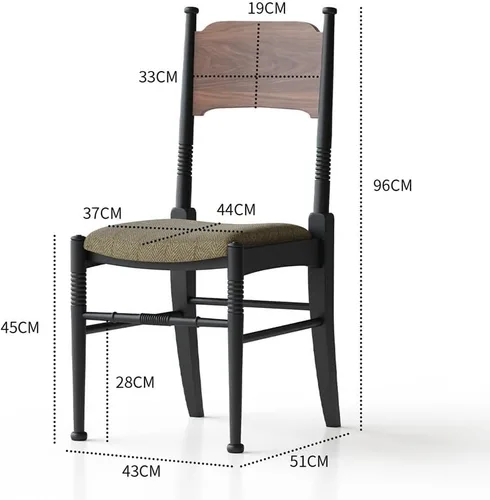 Vista 3 de Sillas de comedor de madera estilo rústico retro con cojín de asiento de tela tapizada respaldo alto curvado cocina moderna