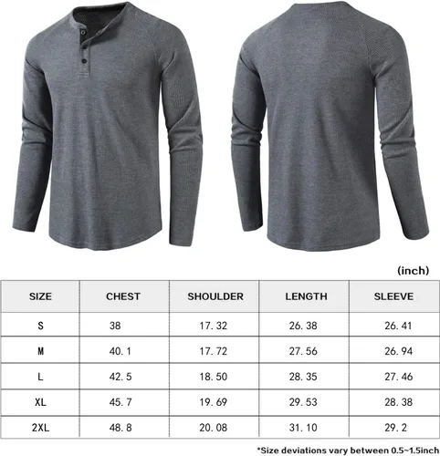 Vista 7 de LOCALMODE Camisetas casuales de manga larga con cuello redondo para hombre