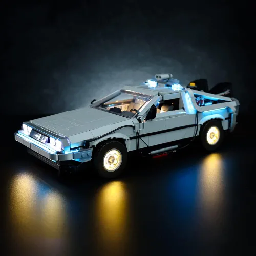 Vista 3 de RC con kit de luz LED de sonido para (Back to The Future Time Machine 10300) Kit de construcción, kit de iluminación de construcción para Lego 10300
