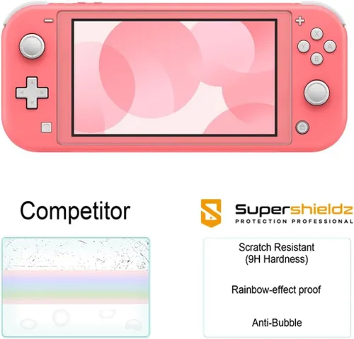 Vista 2 de Supershieldz Protector de pantalla de vidrio templado diseñado para Nintendo (Switch Lite), antiarañazos, sin burbujas