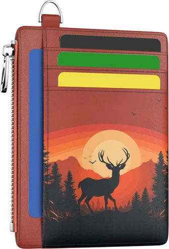 Vista 13 de Hancynir Cartera delgada para mujer con soporte para tarjetas de crédito RFID, pequeña mini funda para tarjetas con bolsillo frontal de PU, cartera